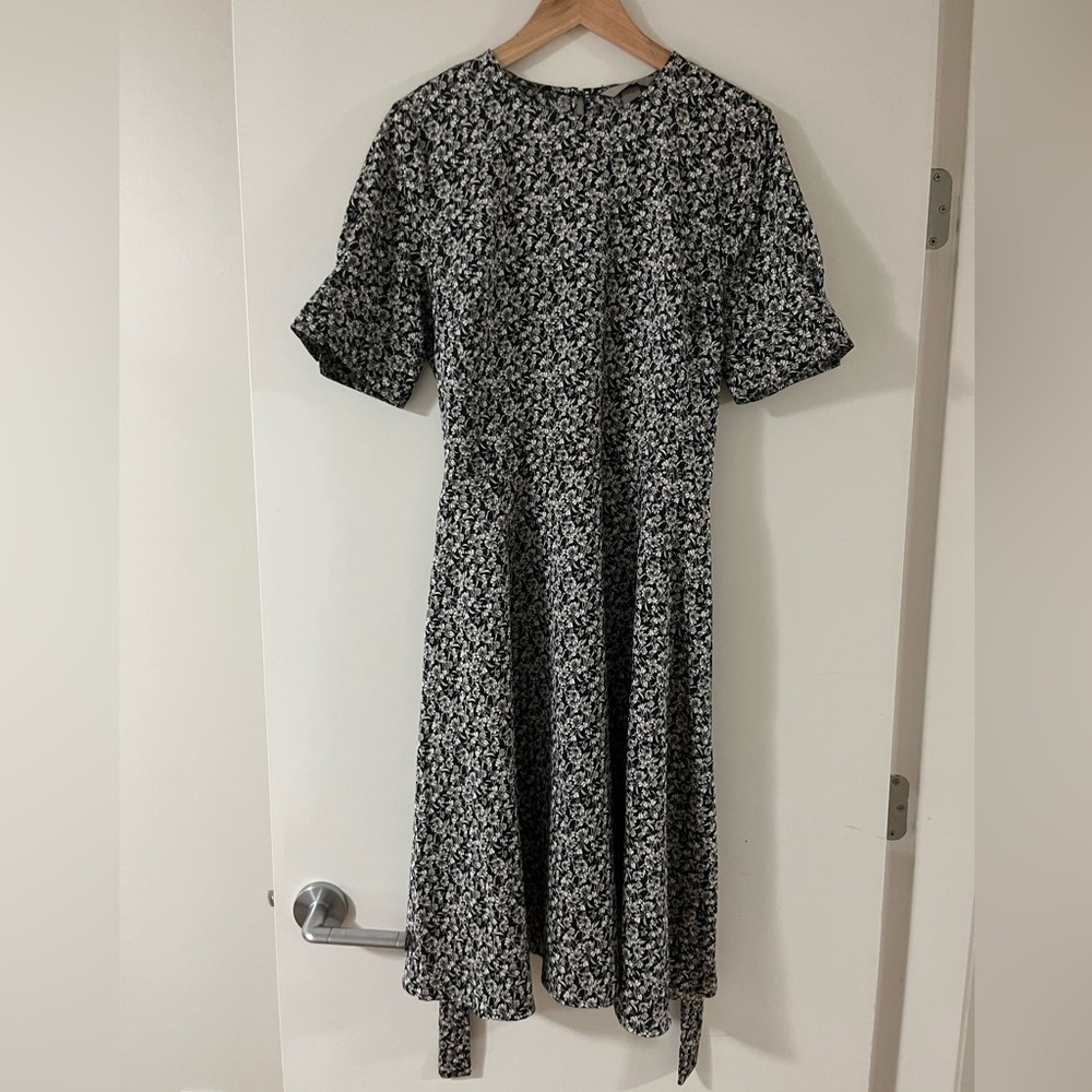 H&M Black and White Floral Midi Dress